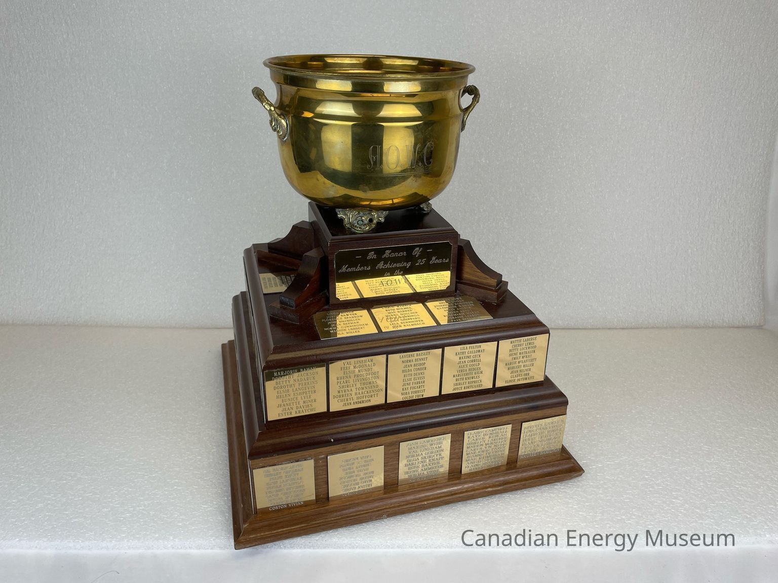 [Trophy] 25 Year Trophy, Oil Wives of Leduc Club, Metal on Wood, Wooden Box