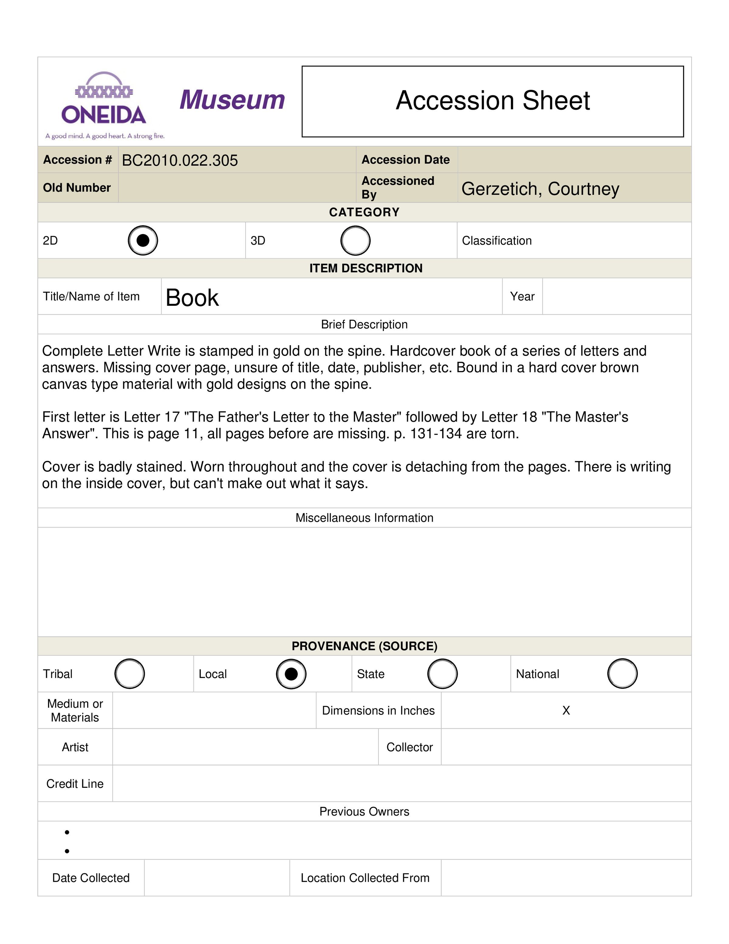 BC.2010.022.305 Accession