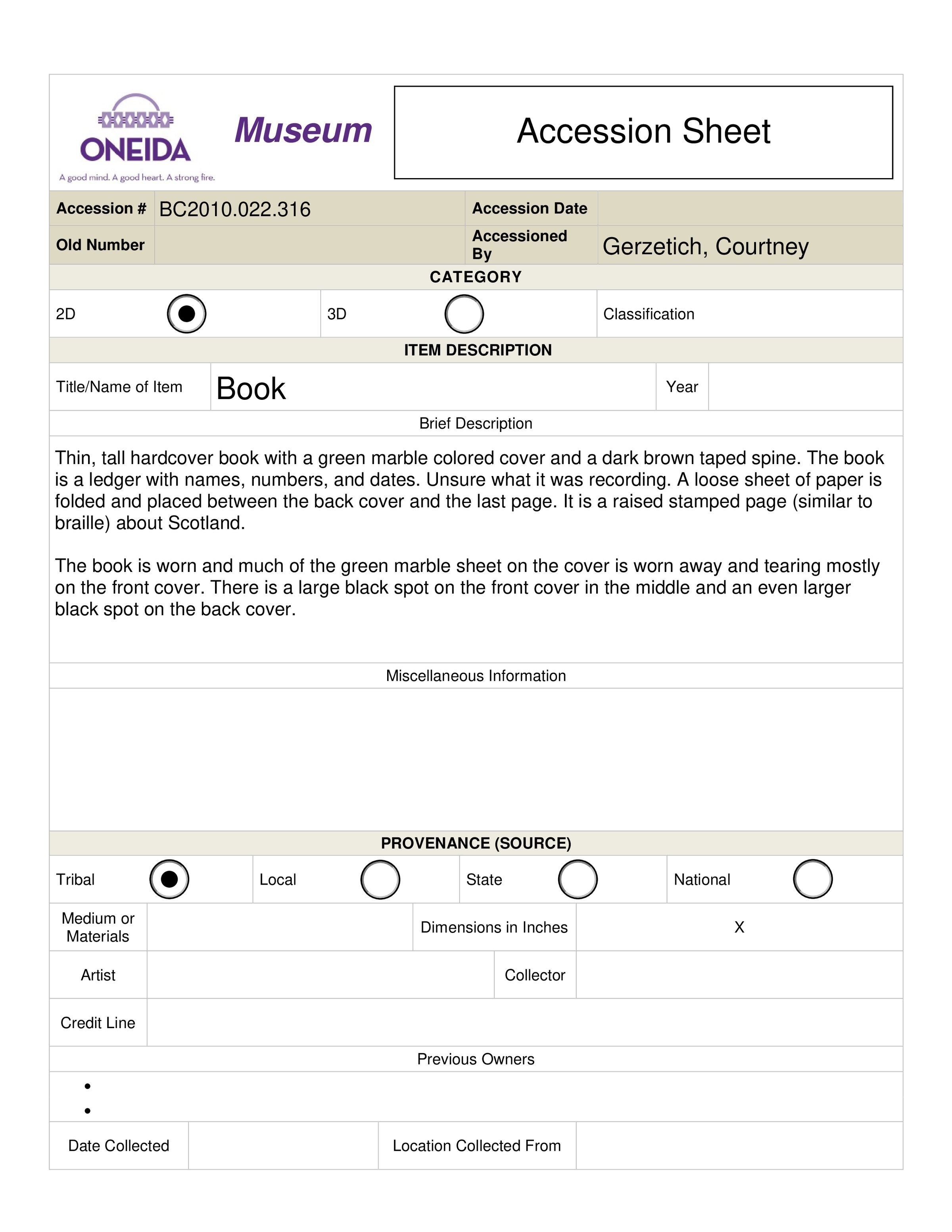 BC.2010.022.316 Accession