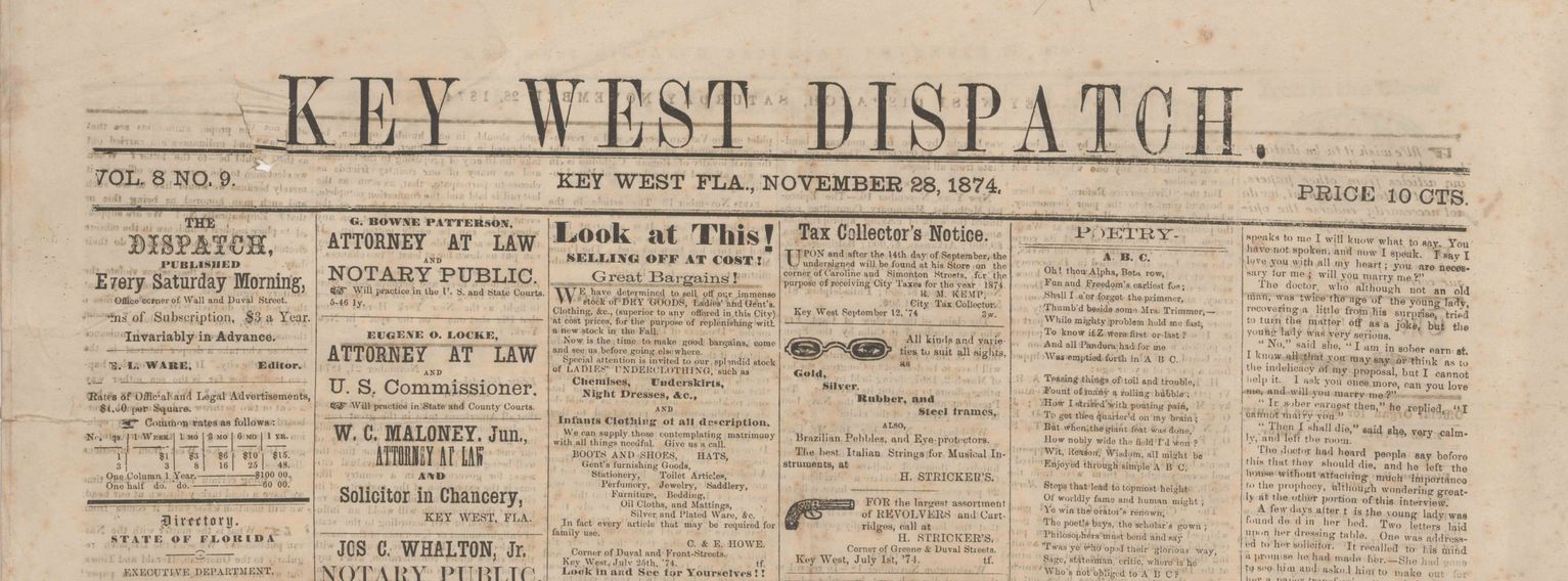 1800s - early 1900s Key West Newspapers