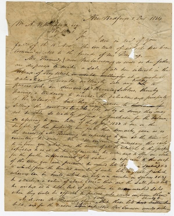 1833-34 Fleeming Key West Property Letters