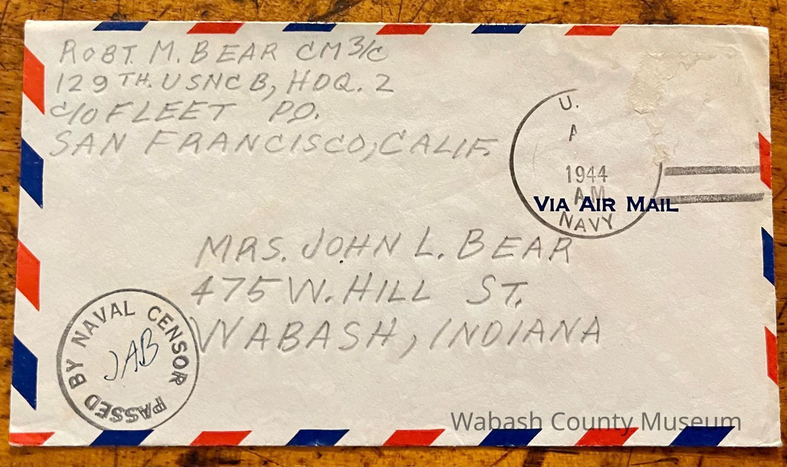 Robert Milner Bear (USN Seabee/WWII Letters)