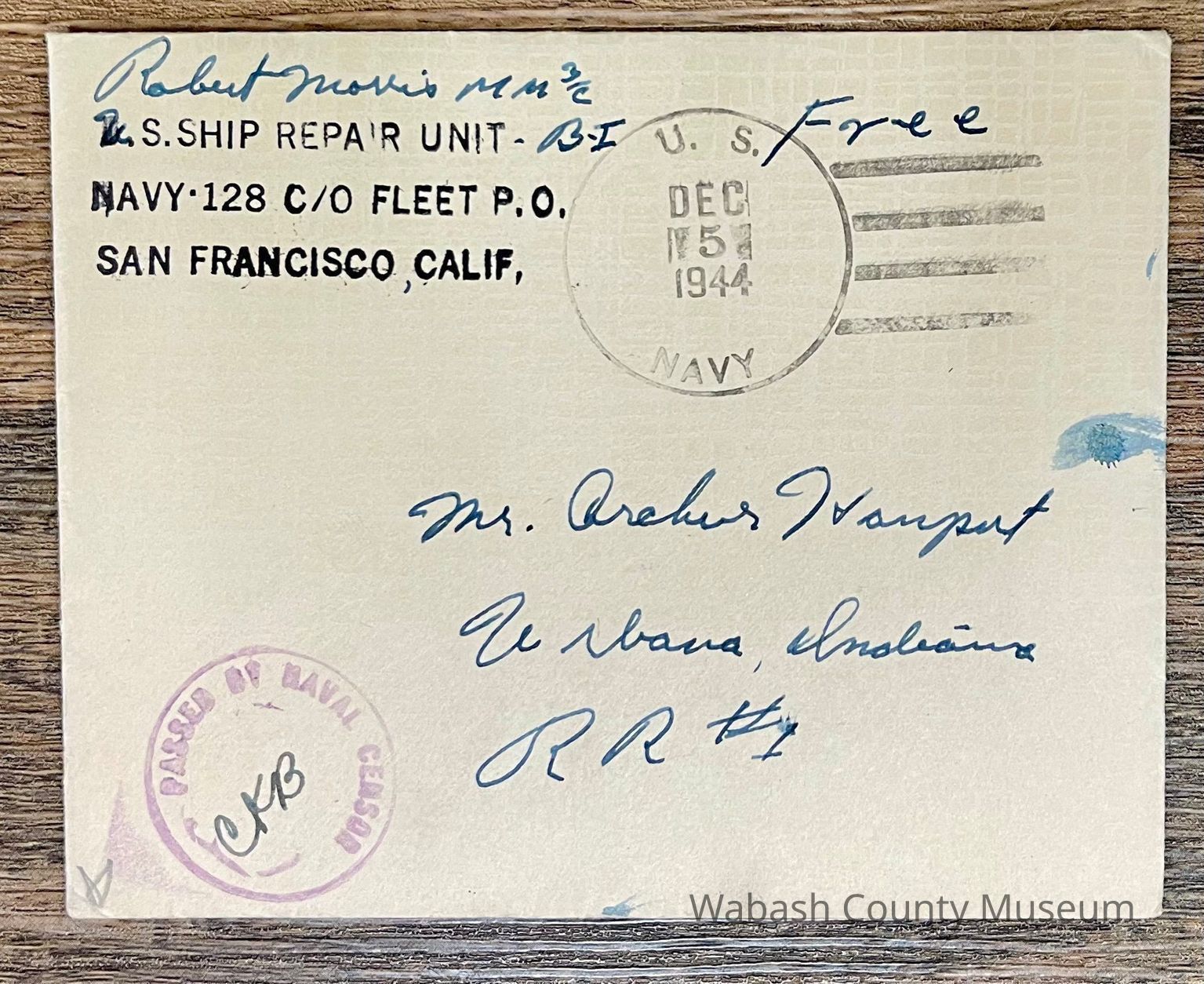 Letters Home - World War II (Arthur Haupert - Urbana, IN)