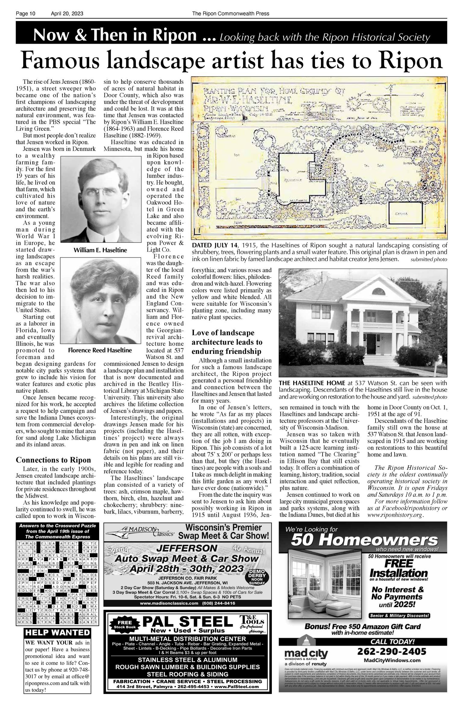 Now & Then in Ripon: Looking Back with the Ripon Historical Society,  2023