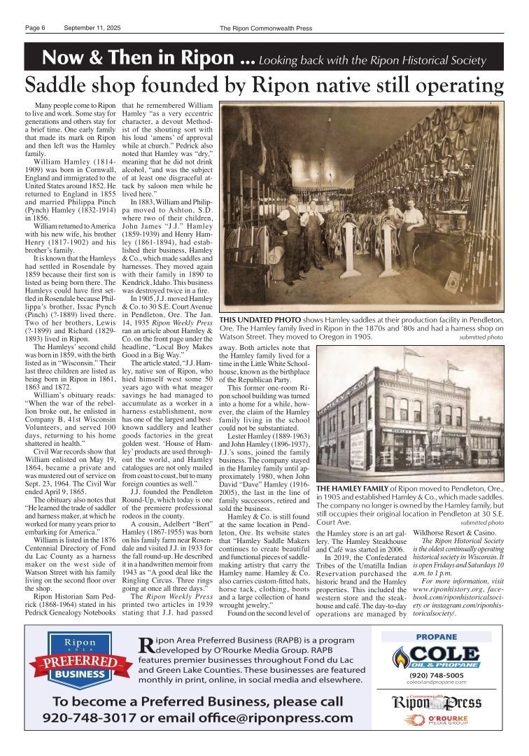 Now & Then in Ripon: Looking Back with the Ripon Historical Society: 2025