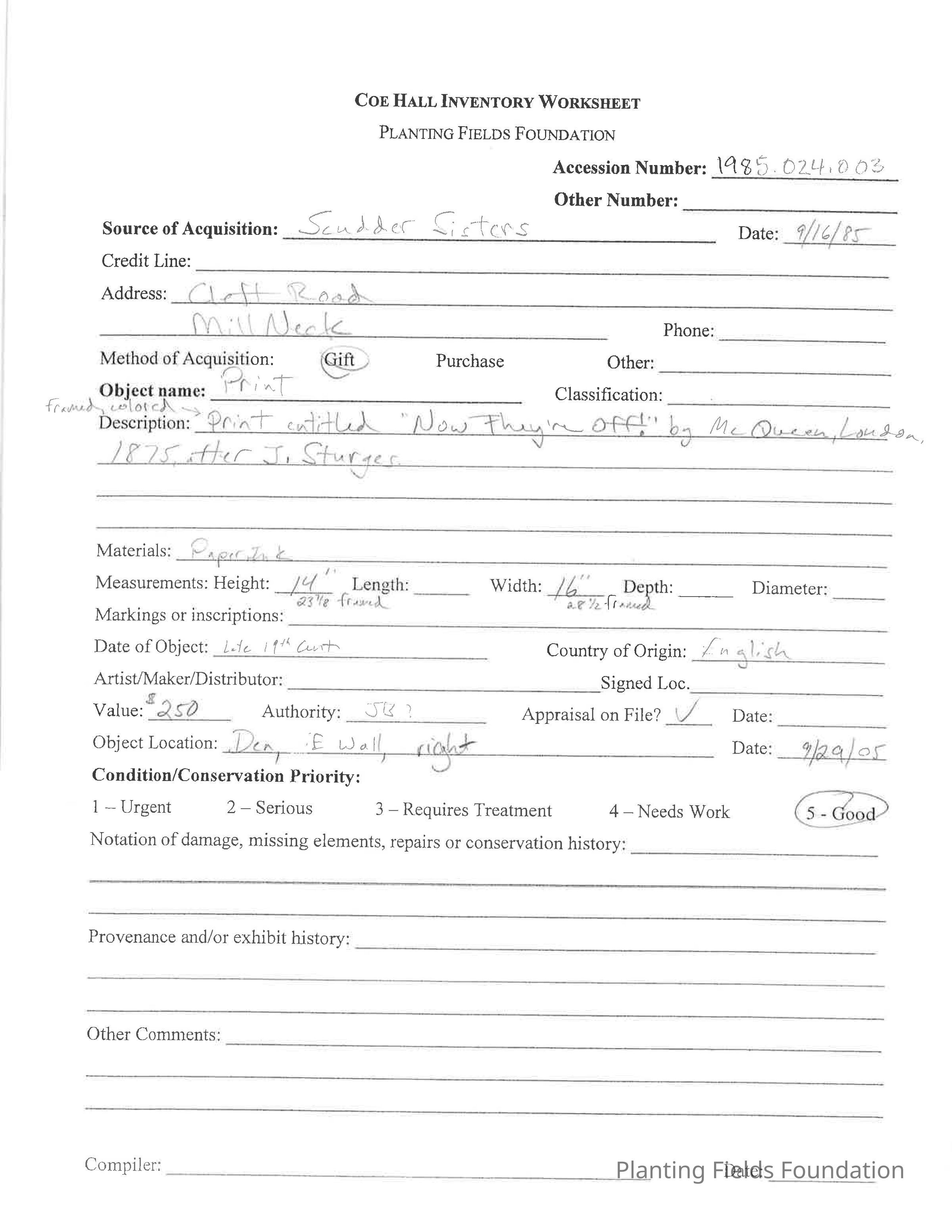 previous inventory worksheet
