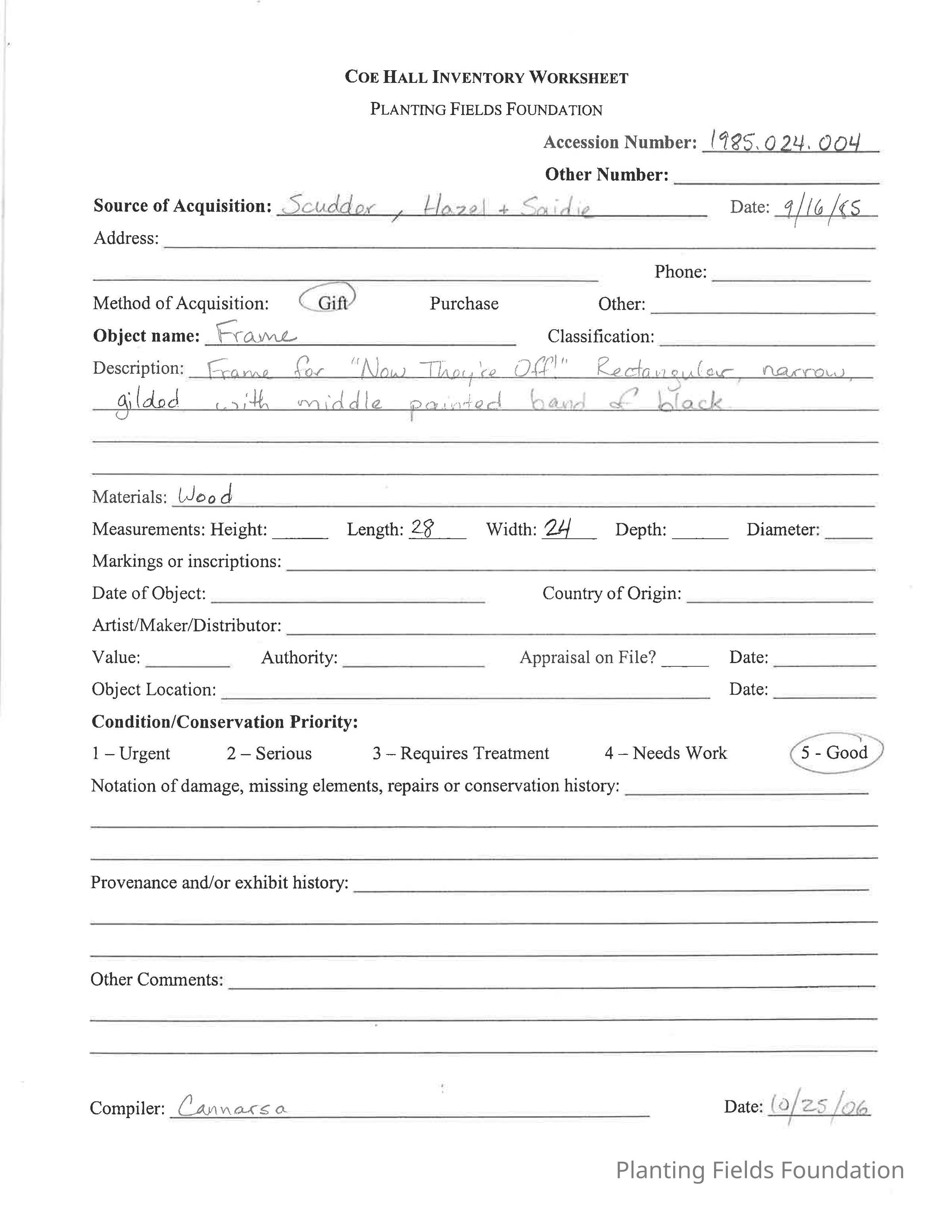 previous inventory information