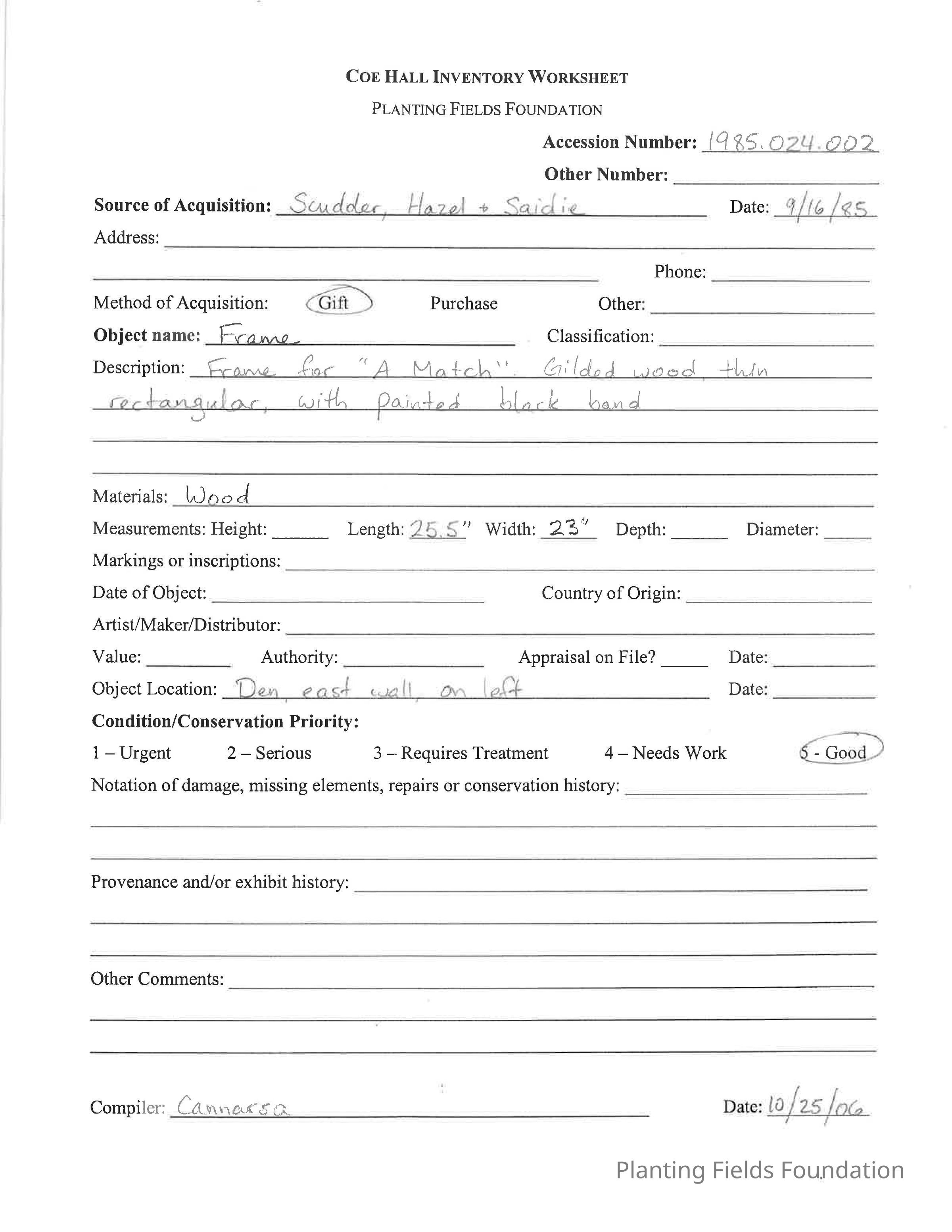 previous inventory worksheet