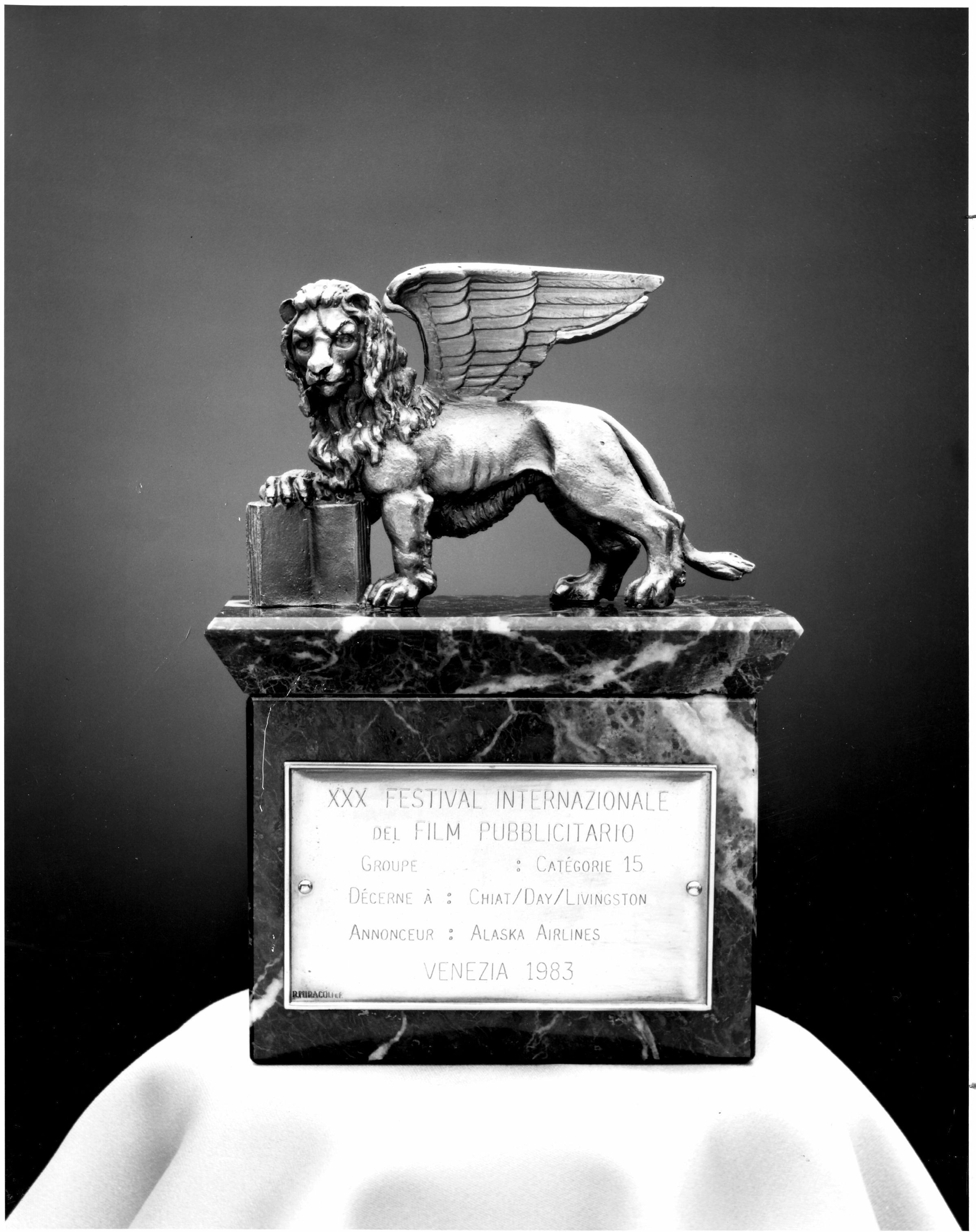 Bronze Lion Award - 1983: The Bronze Lion Award was first awarded in 1944 and last awarded in 2009. The Cannes Lions Festival, which includes the Bronze Lion Award, was inspired by the Cannes Film Festival and was founded in 1954.
The Cannes Lions Awards are considered the world's most respected benchmark for creative excellence