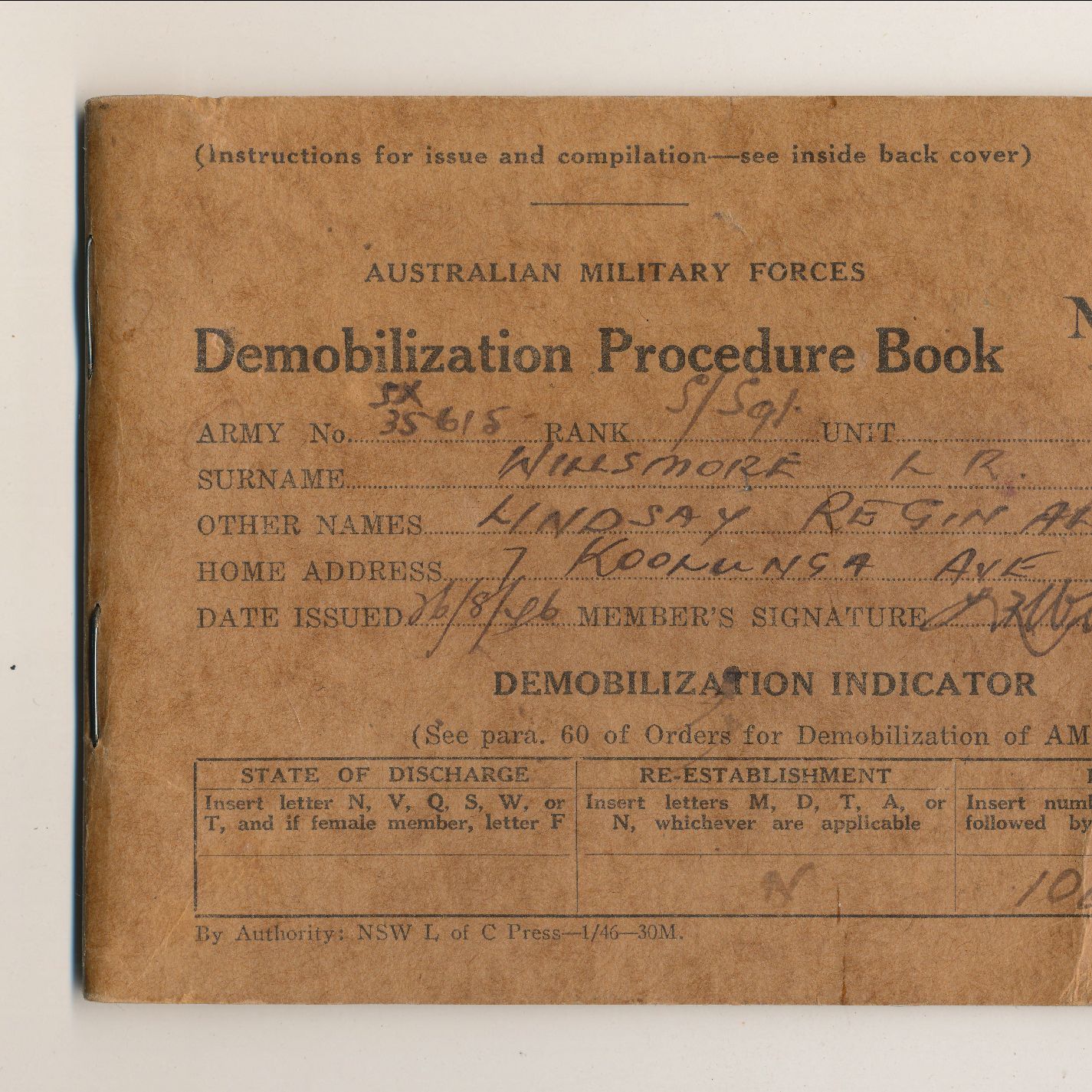 2023.15.3: PDF of S/Sgt Willsmore's Demob book