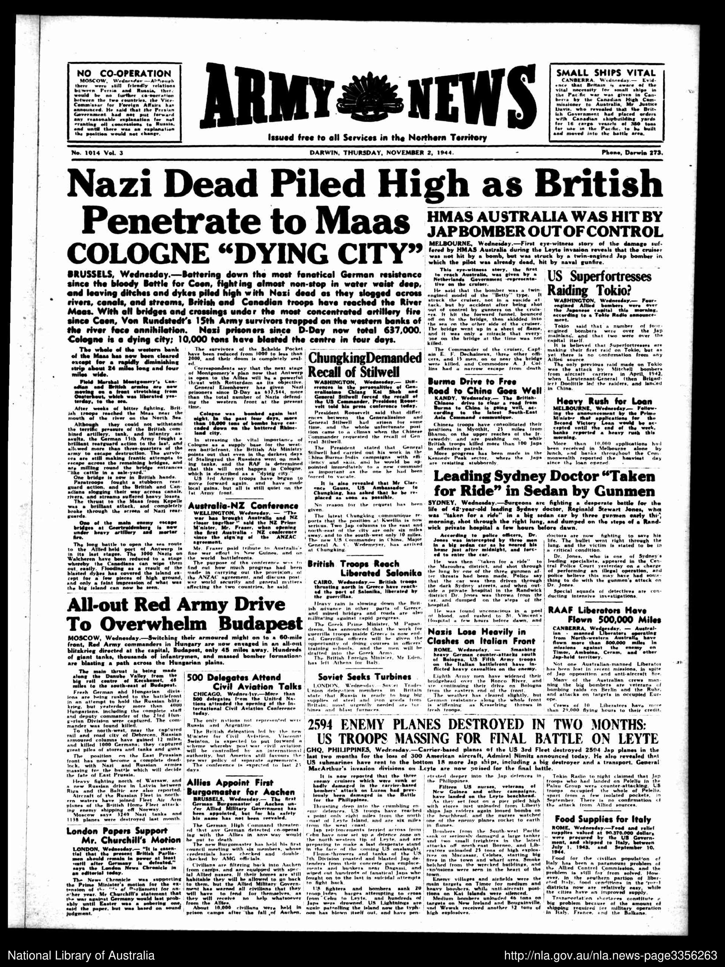 Online version of original newspaper.: Army News, November 2, 1944