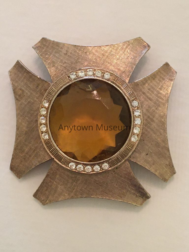 Diamond and Gold Cross Brooch