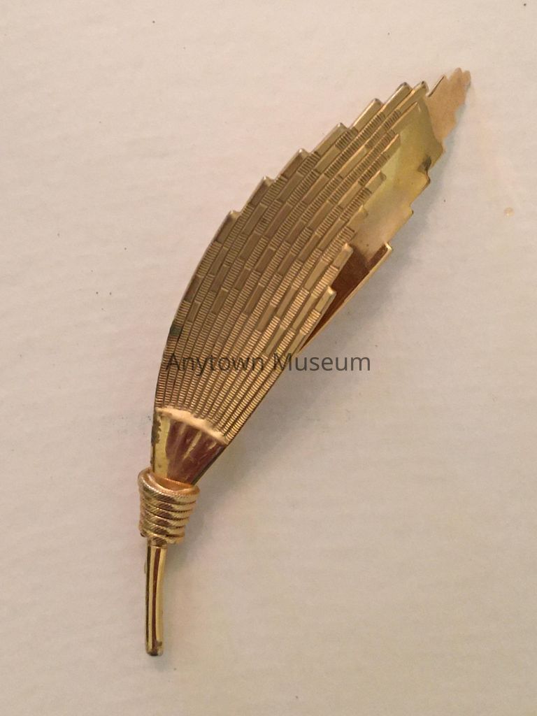 Gold Feather Brooch