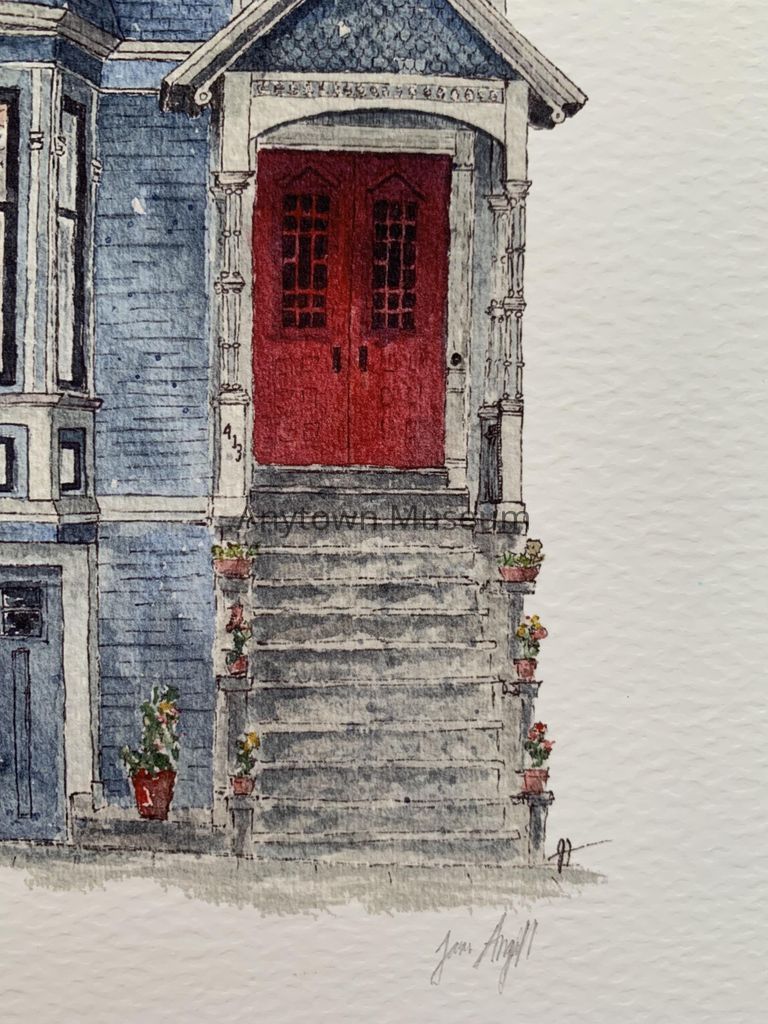 Digital Print of a Watercolor Painting (blue house) - Image 2
