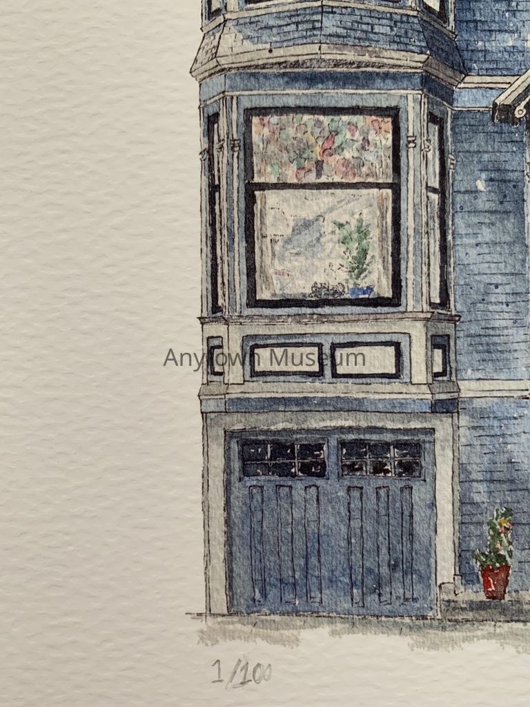 Digital Print of a Watercolor Painting (blue house) - Image 3