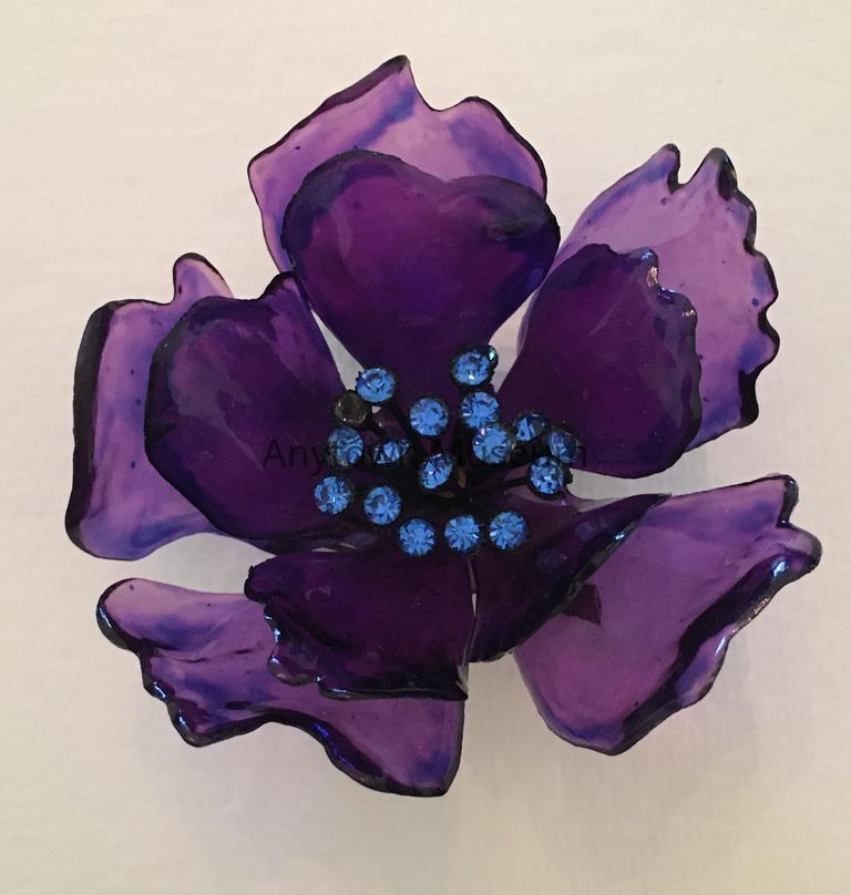 Purple Plastic Flower Brooch