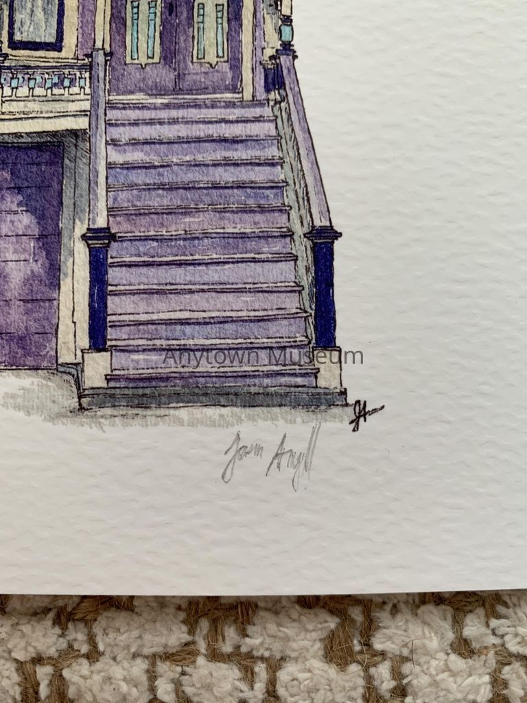 Digital Print of a Watercolor Painting (Purple House) - Image 2