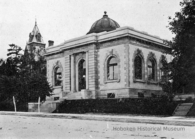 Digital image of black-and-white photo of the new Carnegie Library, West Hoboken, ca. 1900. picture number 1