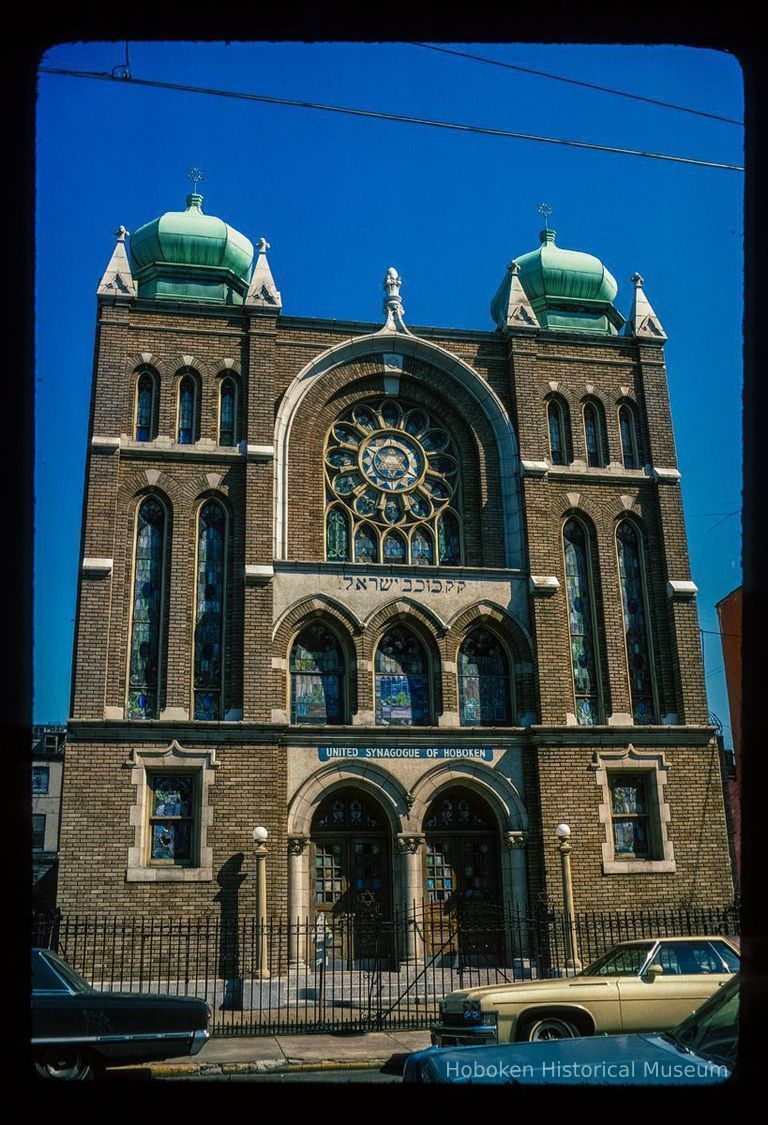 Color slide of eye-level view of United Synagogue of Hoboken façade at 115 Park between 1st & 2nd picture number 1