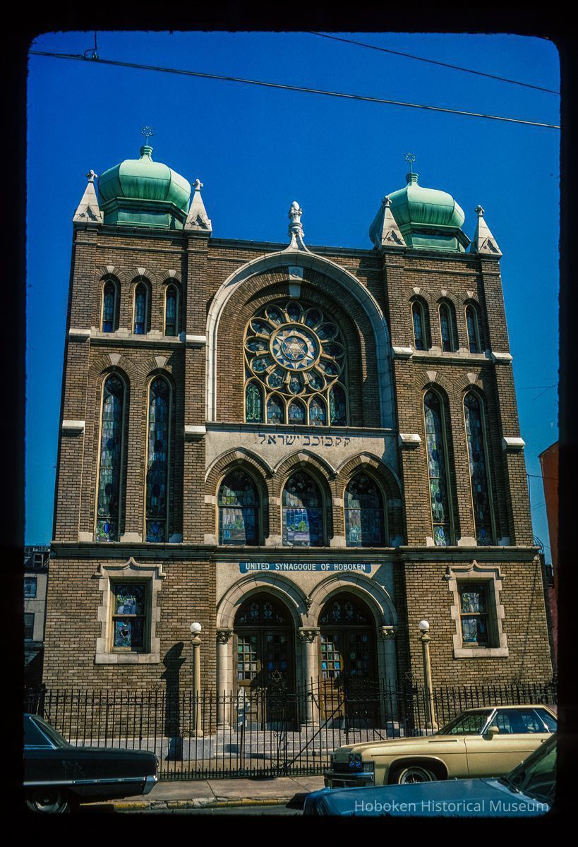 Color slide of eye-level view of United Synagogue of Hoboken façade at 115 Park between 1st & 2nd picture number 1