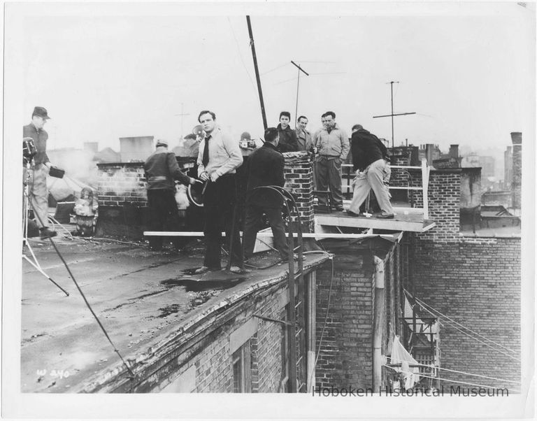 still: Brando on rooftop, On the Waterfront filming