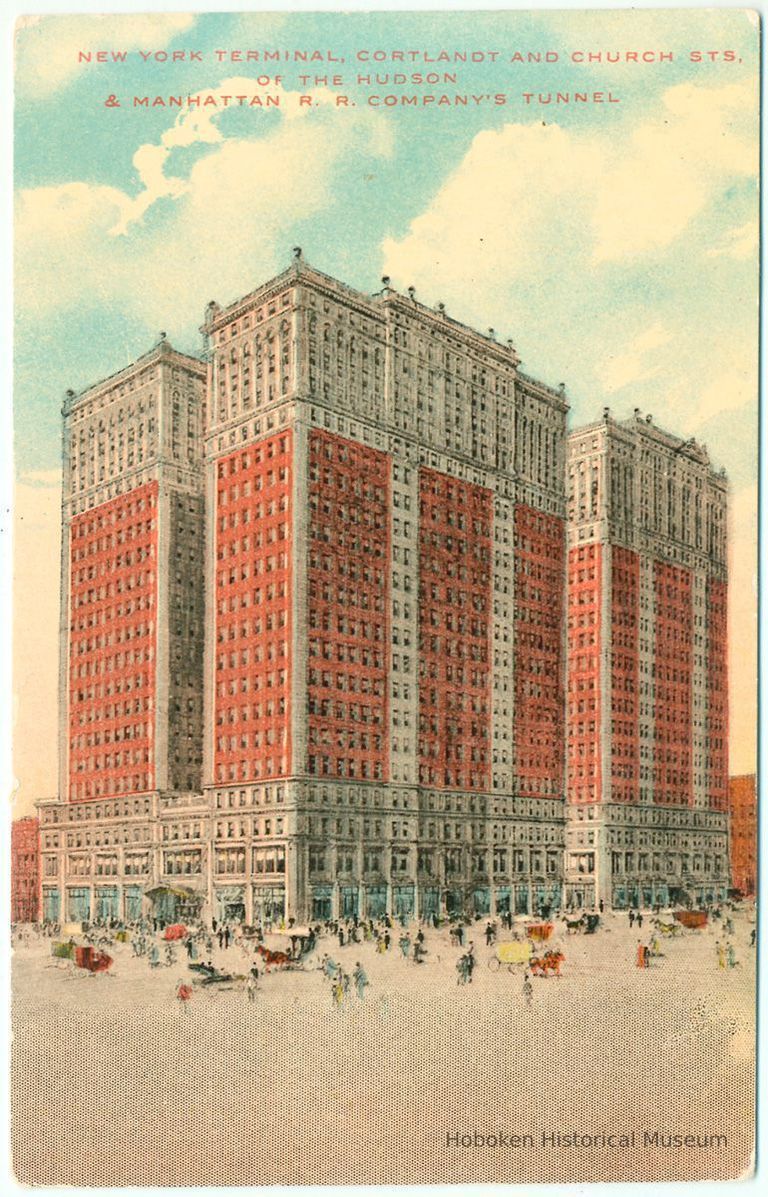 Digital image of Hudson & Manhattan R.R. postcard titled: New York Terminal, Cortlandt & Church Sts. ... No date, ca. 1908. picture number 1