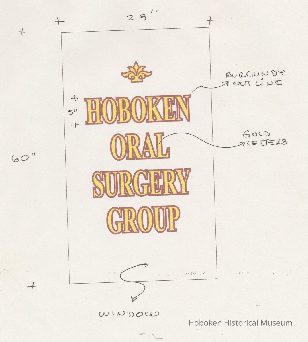 Drawing of sign submitted to HHPC, Hoboken, Dec., 2003 for 231 Washington St., Hoboken Oral Surgery Group. picture number 1