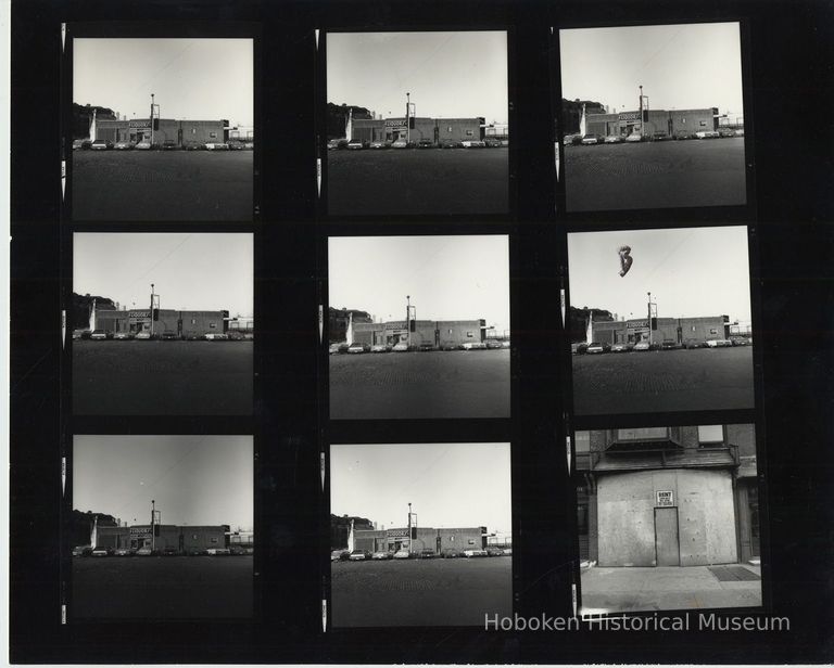 B+W negative contact sheet of images of Hoboken taken by John Conn. no date, [1976]. picture number 1