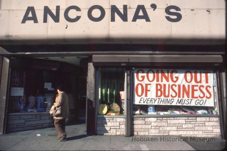 Color slide of Ancona's storefront, 318 Washington St., Hoboken, December, 1984. picture number 1