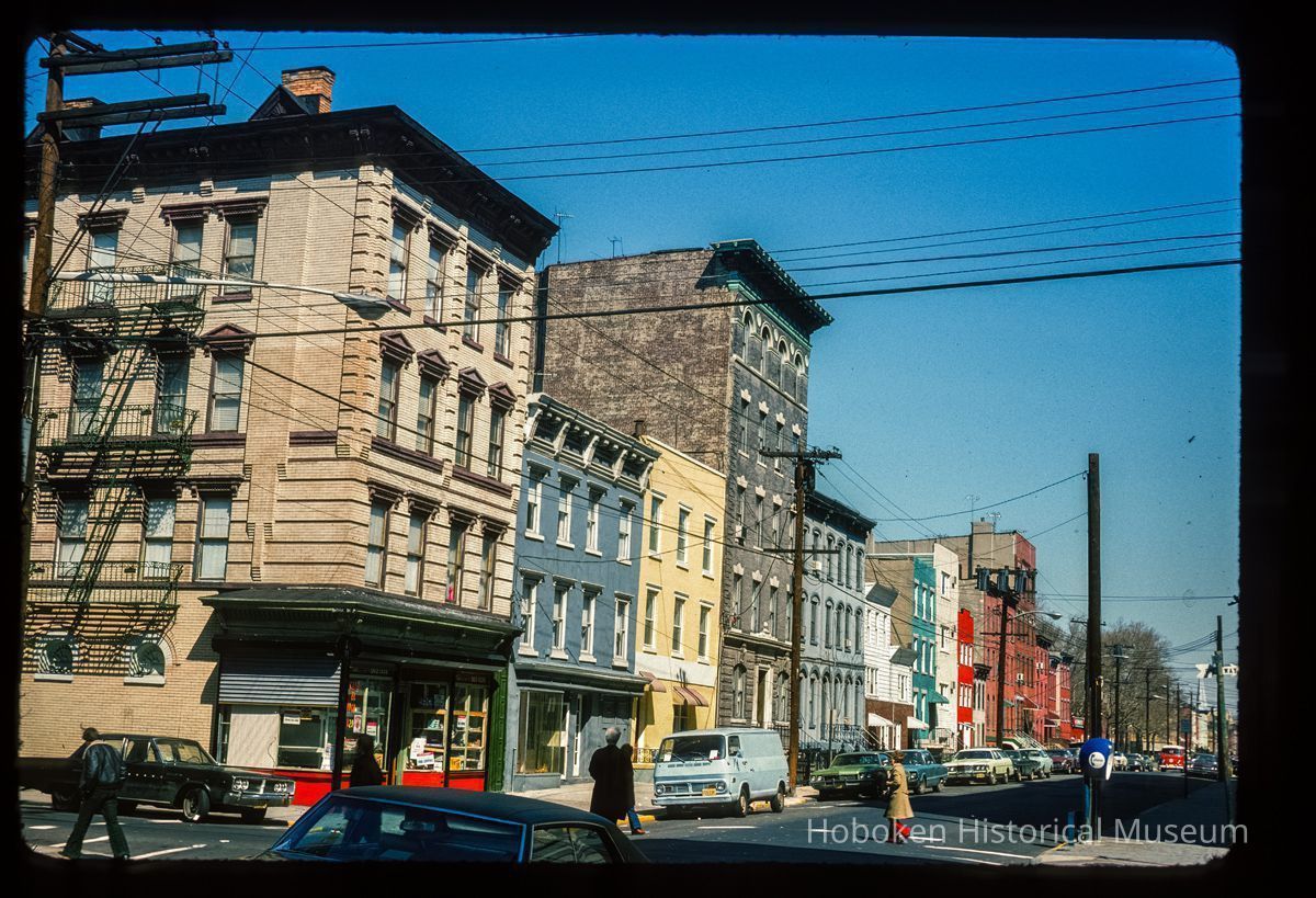 Color slide of eye-level view of row houses on Garden between 3rd & 4th looking N from the SE corner picture number 1