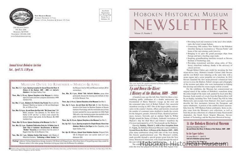 Hoboken Historical Museum Newsletter [Second Series], Volume 15, Number 2, March-April 2009. picture number 1