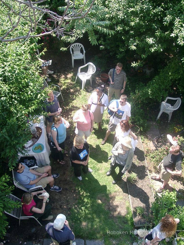 Digital color image of the gardens and people on the Secret Gardens Tour, Hoboken Historical Museum, Hoboken, June 9, 2002. picture number 1