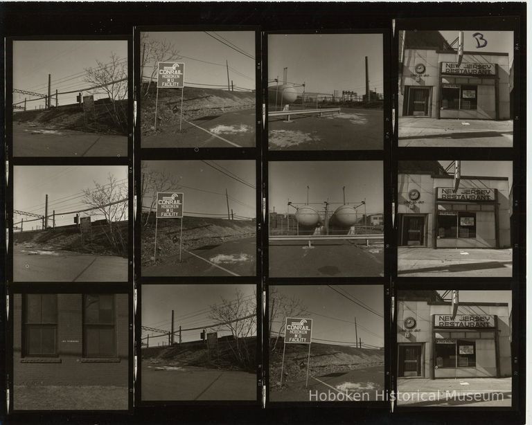 B+W negative contact sheet of images of Hoboken taken by John Conn. no date, [1976]. picture number 1