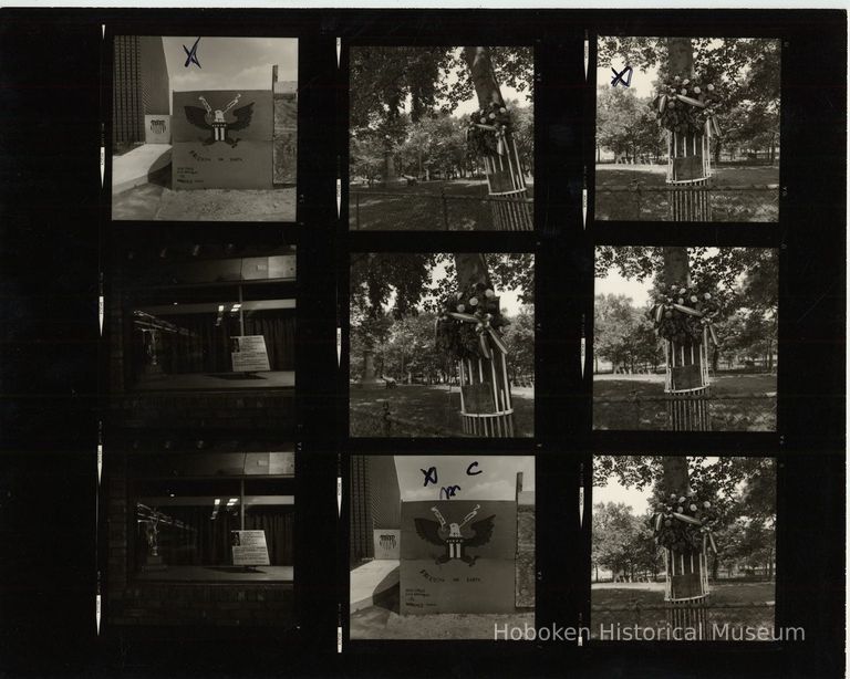 B+W negative contact sheet of images of Hoboken taken by John Conn. no date, [1976]. picture number 1