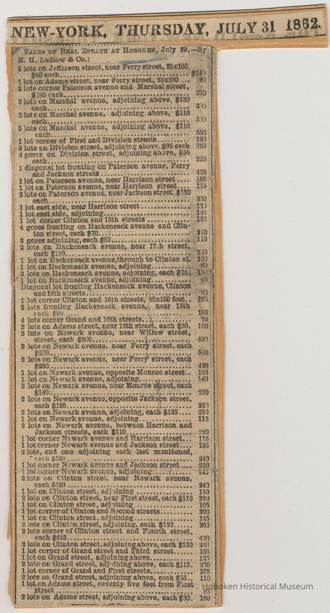 Digital image of July 31, 1862 newsclipping with 