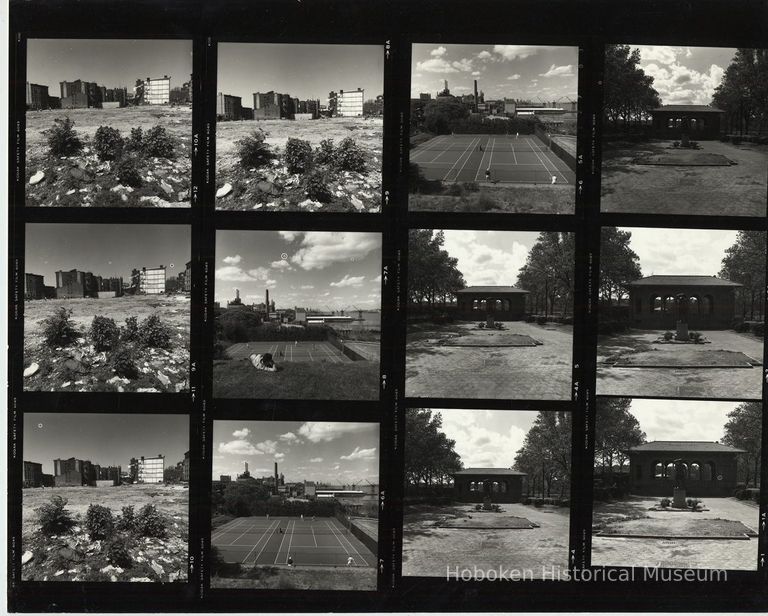 B+W negative contact sheet of images of Hoboken taken by John Conn. no date, [1976]. picture number 1