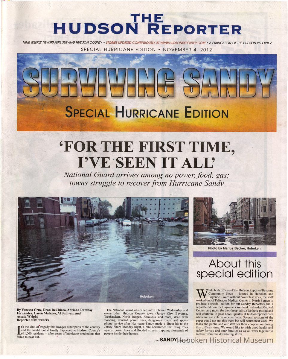 page 1: The Hudson Reporter, Sunday, Nov. 4, 2012