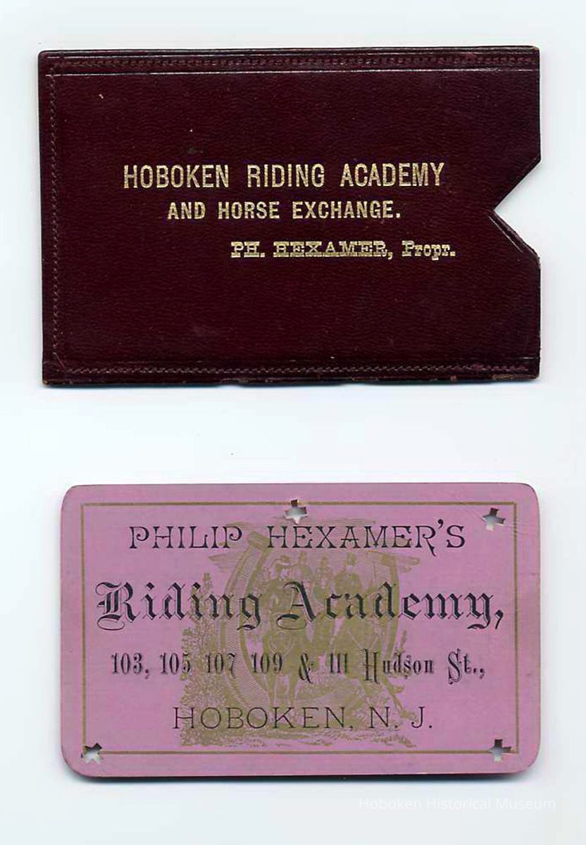Card with gilt lettered leather sleeve / case