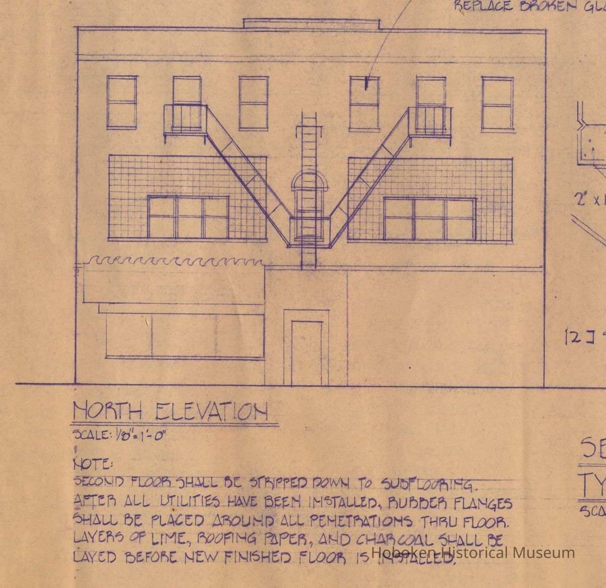 Detail from sheet A-1, lower left: North Elevation