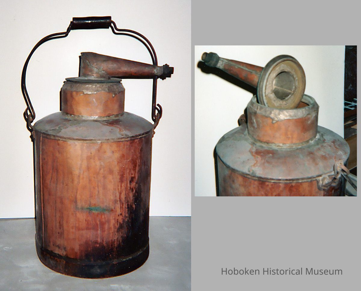 1 + 2: main mash pot  or kettle assembled, bail handle; detail spout off