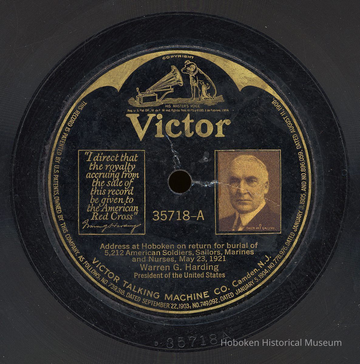 A side Harding speech at Hoboken May 23, 1921