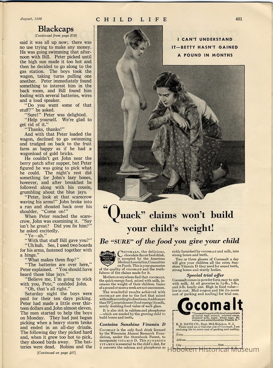 Cocomalt ad, pg 401, Child Life, August 1932