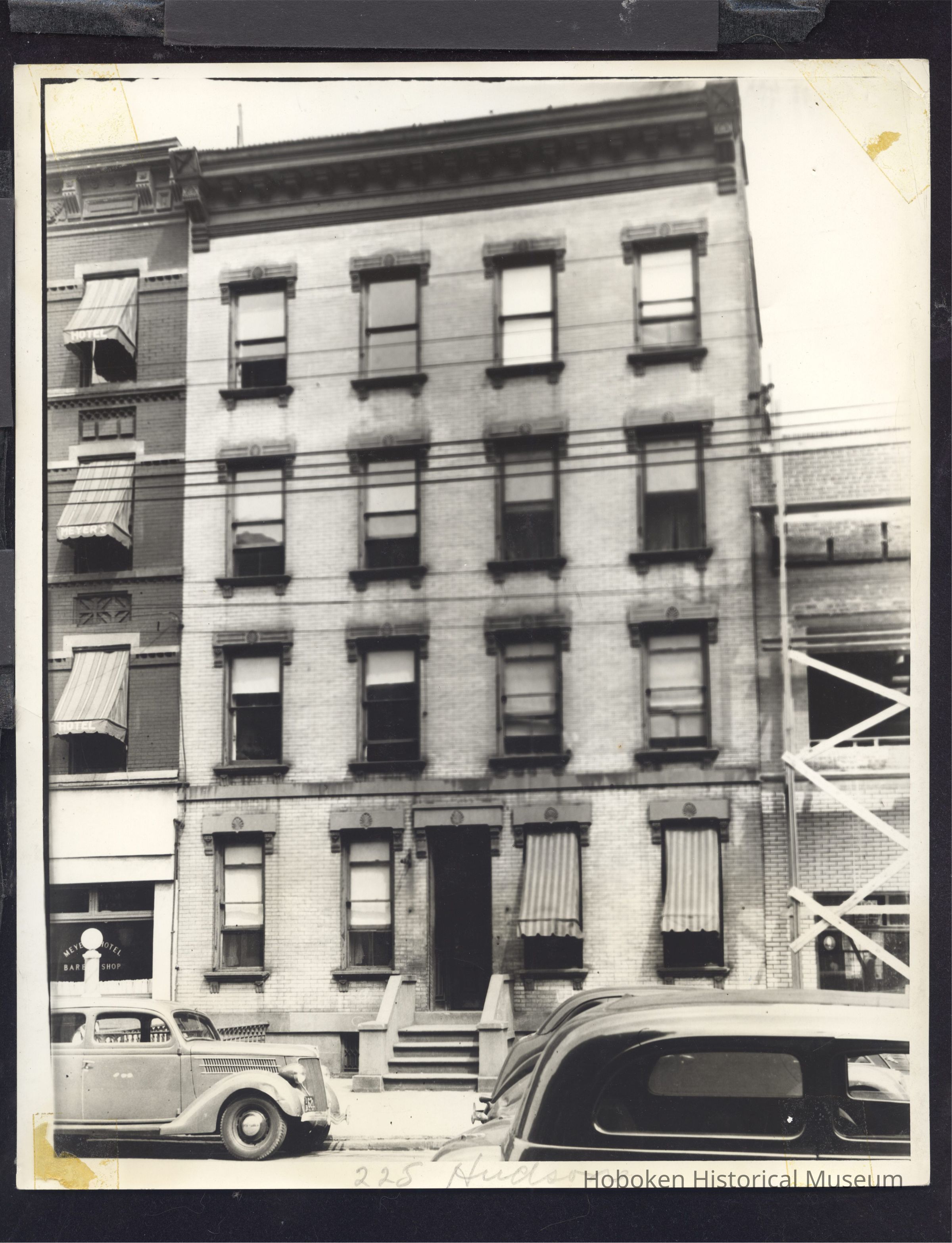 B&W photo of apartment building at 225 Hudson Street, Hoboken. picture number 1