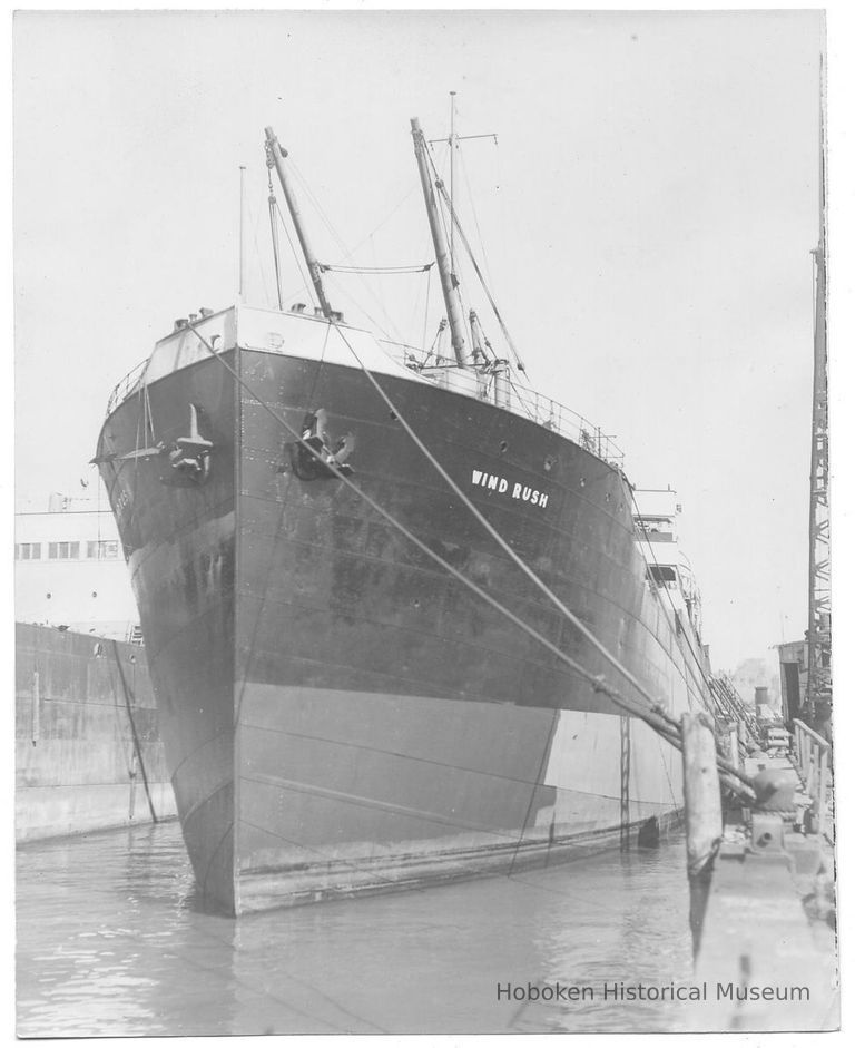 B+W photo of the S.S. Wind Rush at berth, Hoboken, no date, ca. 1940. picture number 1