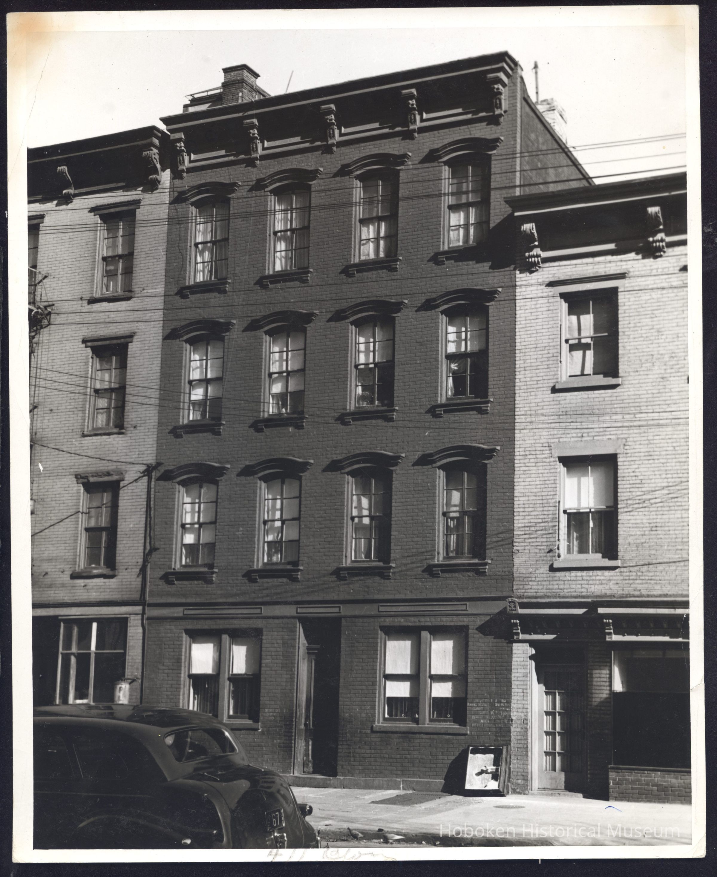 B&W photo of apartment building at 409 Bloomfield Street, Hoboken. picture number 1