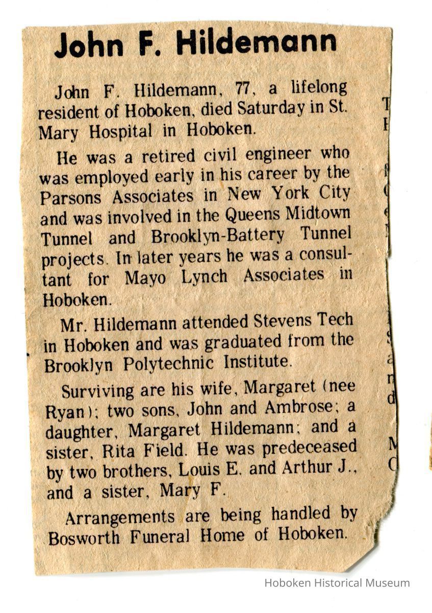 John, F. Hildemann obituary