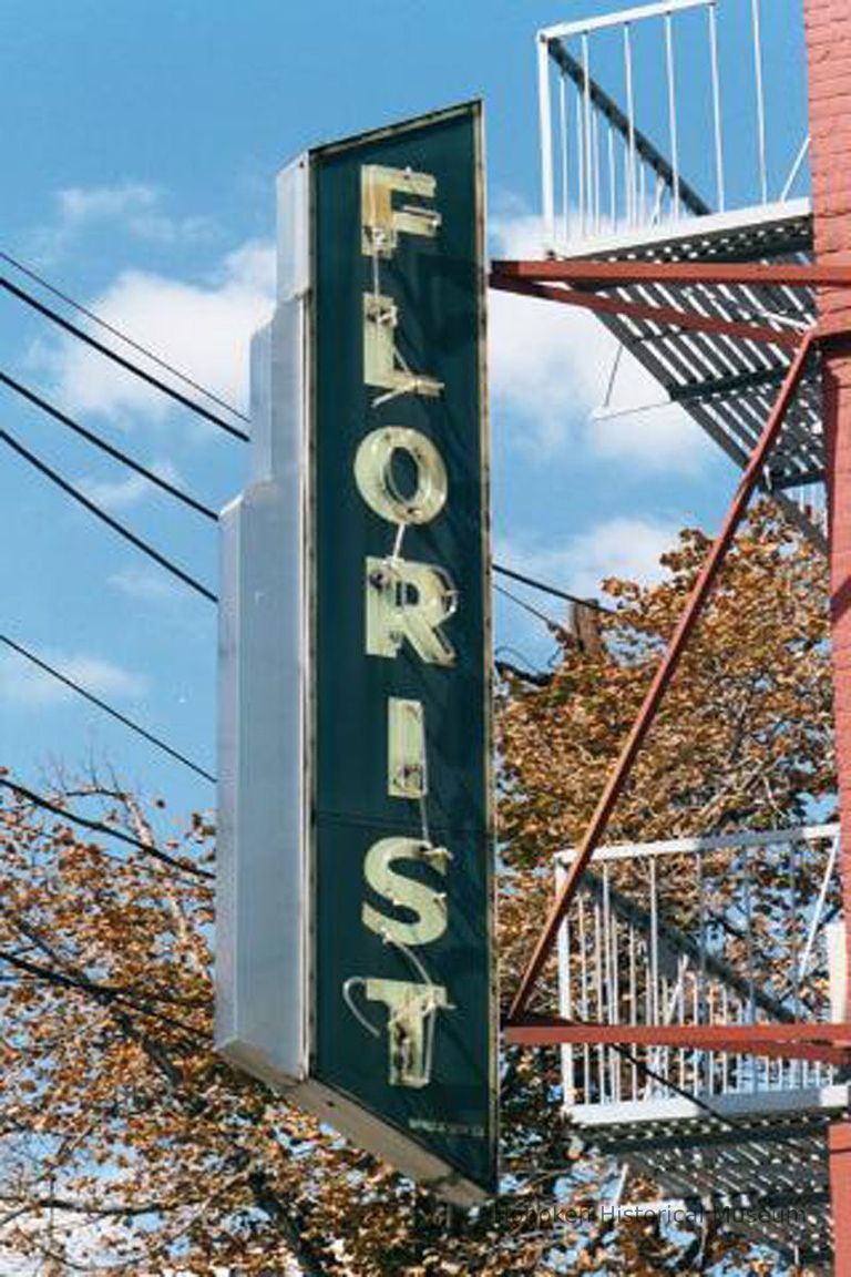 Color photo of Florist sign hanging on 364 Sixth St., Hoboken, Sept., 1-5, 2001. picture number 1