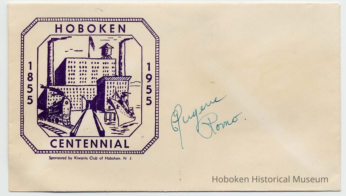 1955 Centennial postal cachet - Eugene Romo signature