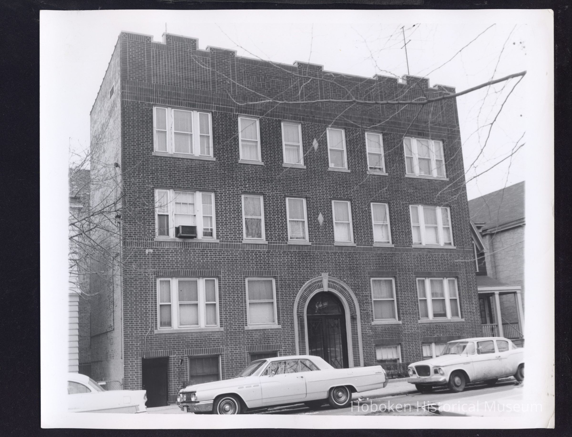 B&W photo of apartment building at 27 Stegman Street, Jersey City. picture number 1