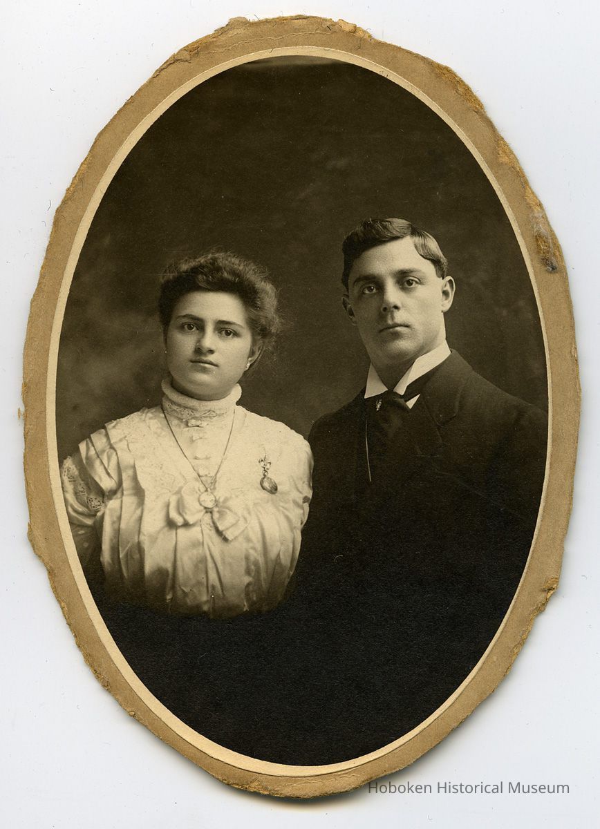 woman and man, oval portrait